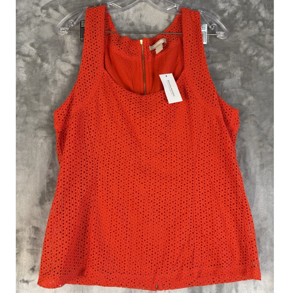 Banana Republic Orange Eyelet Zipper Front Tank Top Women's Size 14
